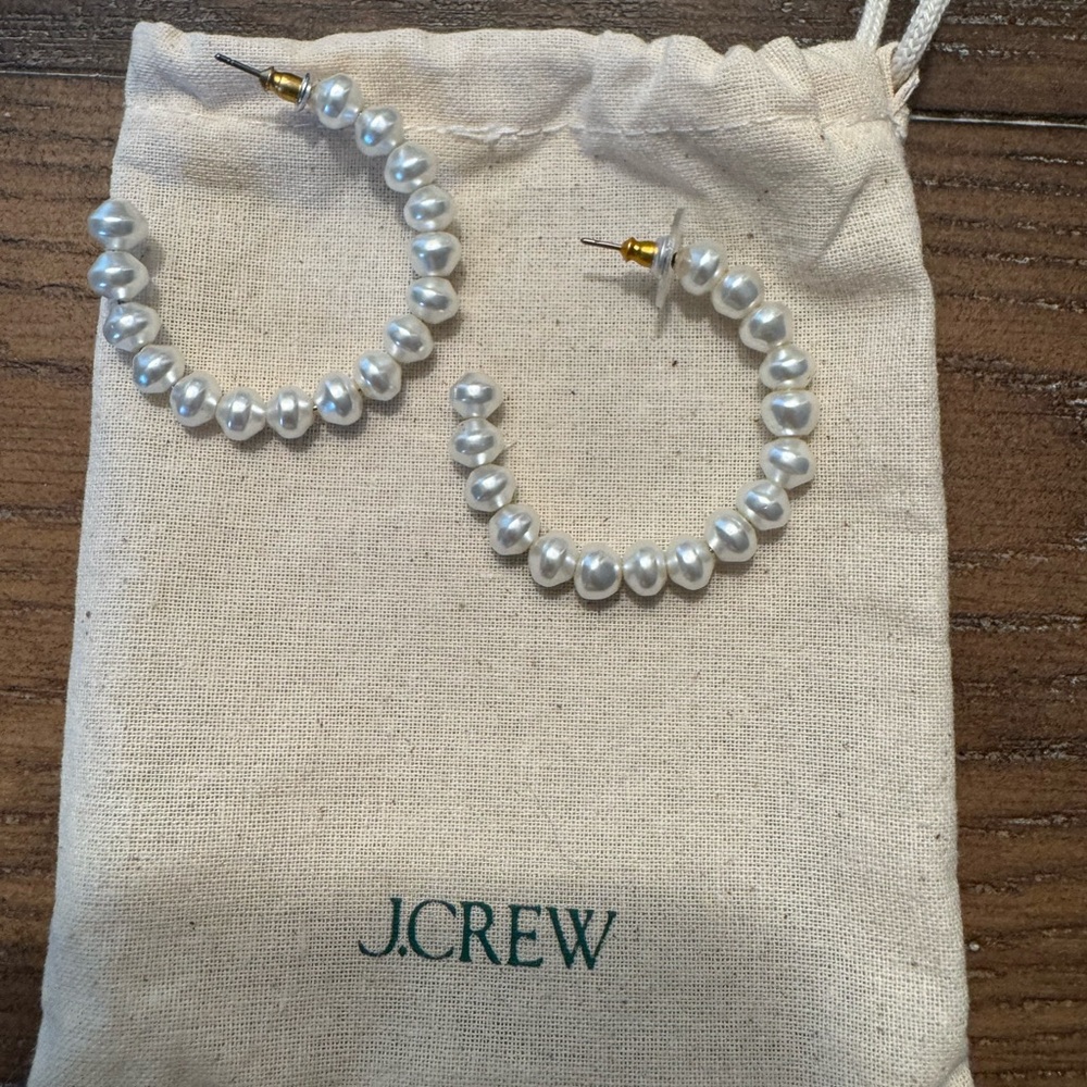 J. Crew Pearl Hoop Earrings